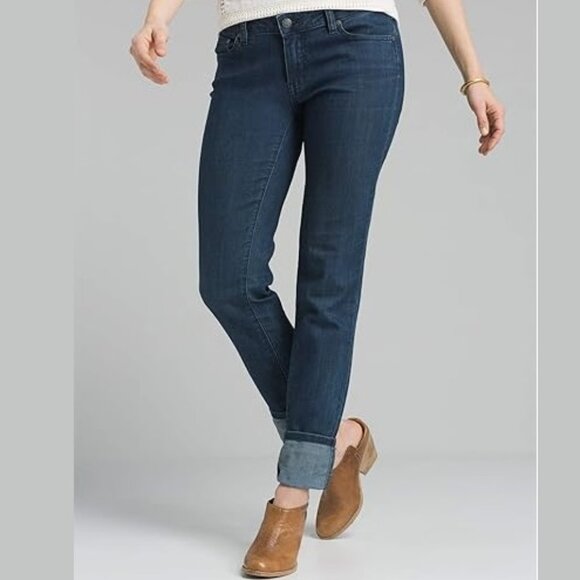 NEW Prana Indigo Dark Wash Mid Rise Stretch Organic Straight Leg Kara Jeans 29 - Picture 1 of 2
